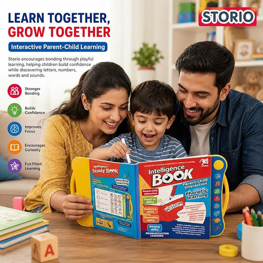 Interactive sound book that helps kids explore alphabets, words, numbers, shapes & sounds through touch-and-play learning.