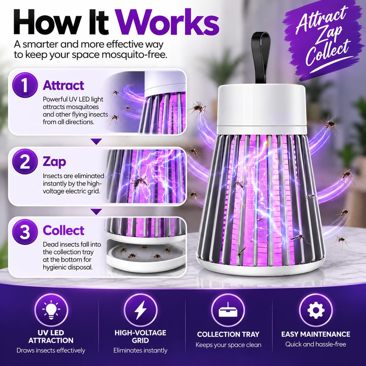 Rushbegin MosquitoZap™ — Silent Guard Mosquito UV Lamp