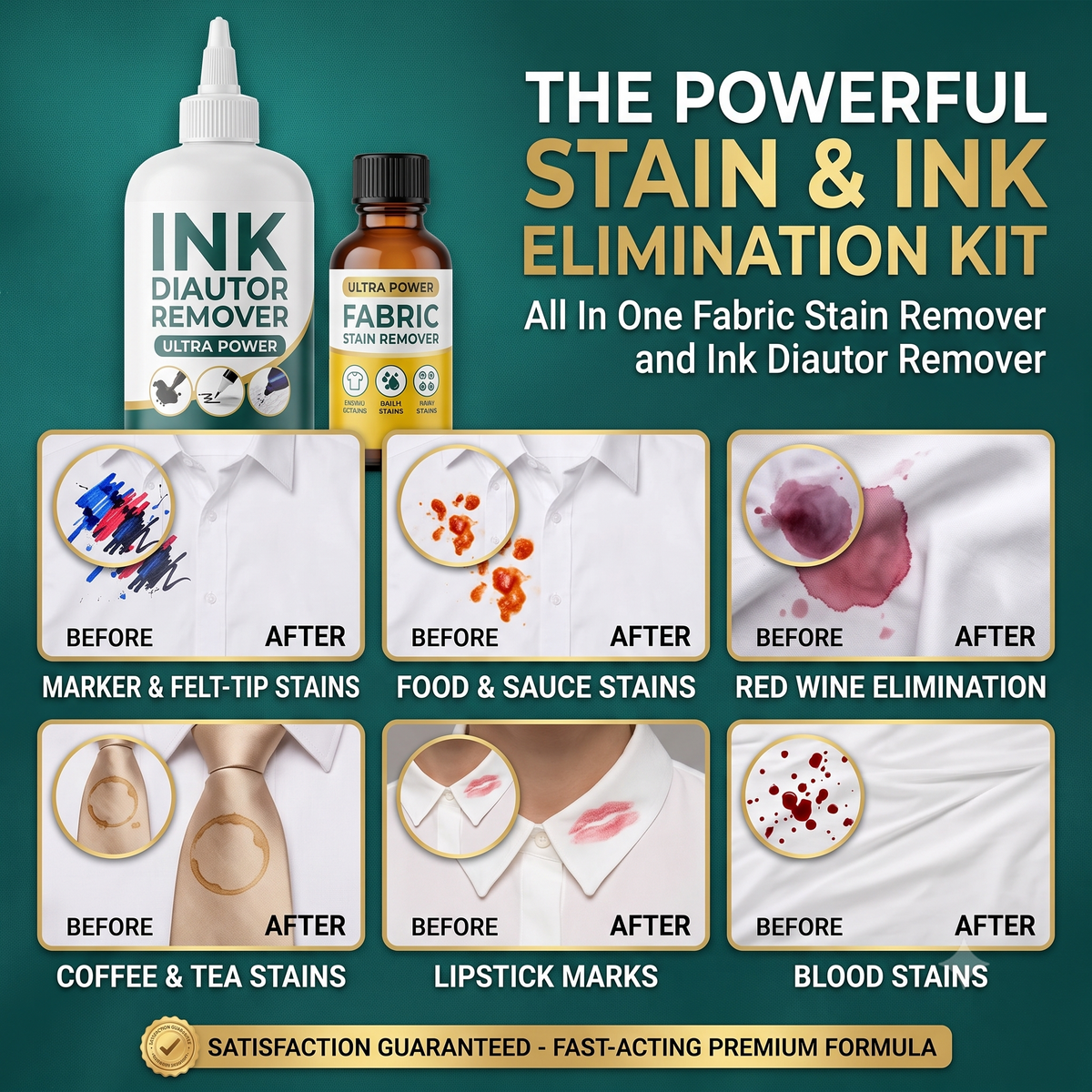 All in One Fabric Stain Remover 100ml (Pack of 2 Bottle 50ml Each)