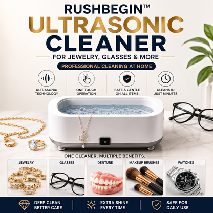 Rushbegin Ultrasonic Cleaner for Eyeglasses, Jewellery, Makeup brushes, Dentures