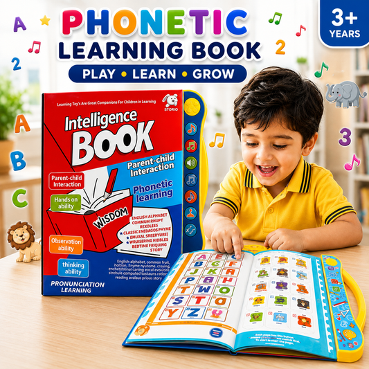 Interactive sound book that helps kids explore alphabets, words, numbers, shapes & sounds through touch-and-play learning.